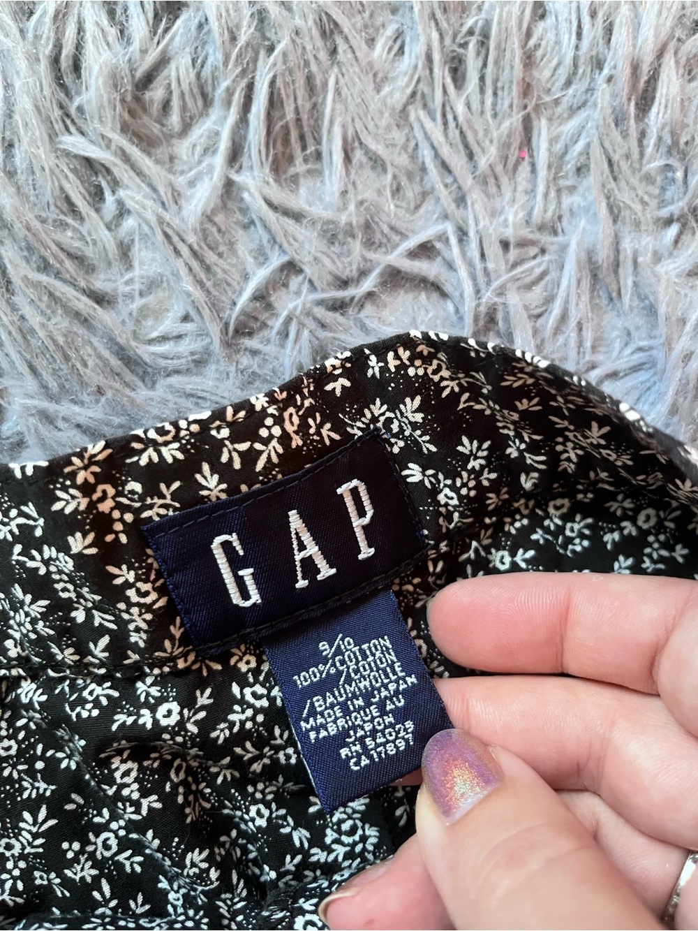 Vintage GAP Black Ditsy Floral Print Cotton Balloon Cropped Pants Size S - Picture 2 of 5